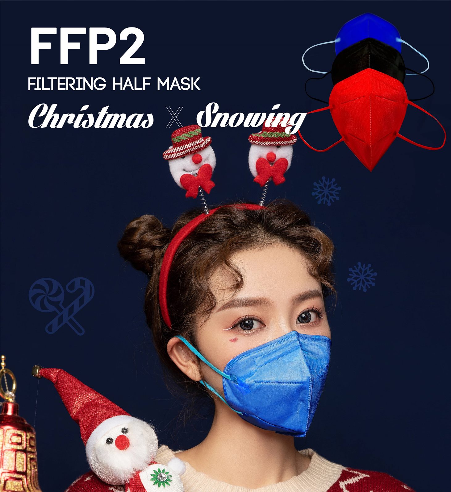 UT-SDM012 Disposable FFP2 Filtering Half Mask Christmas Type